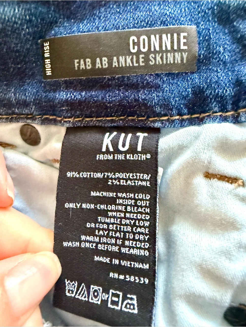 KUT from the Kloth Connie High Rise Fab Ab Ankle Skinny Jeans Button Fly 2
